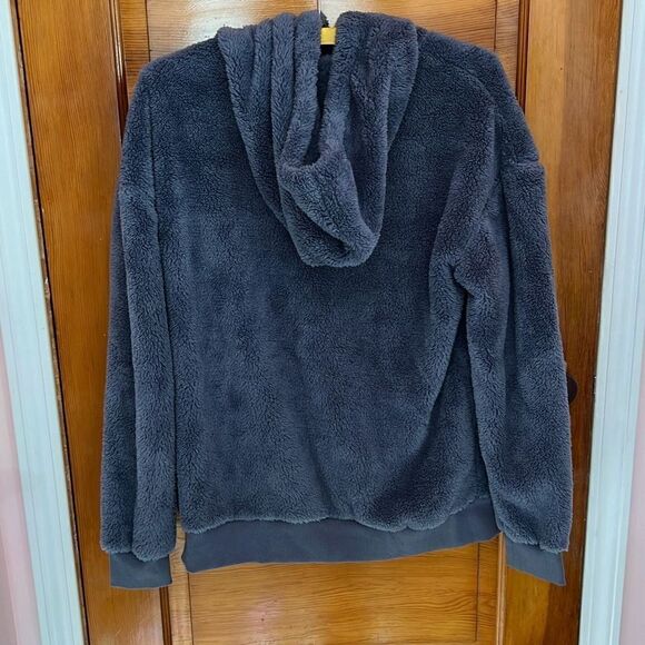 Muted Blue Fuzzy Blue Hoodie Sweatshirt Medium - Picture 4 of 5